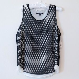 Zac & Rachel White Black Lace Overlay Tank Size M - NWT